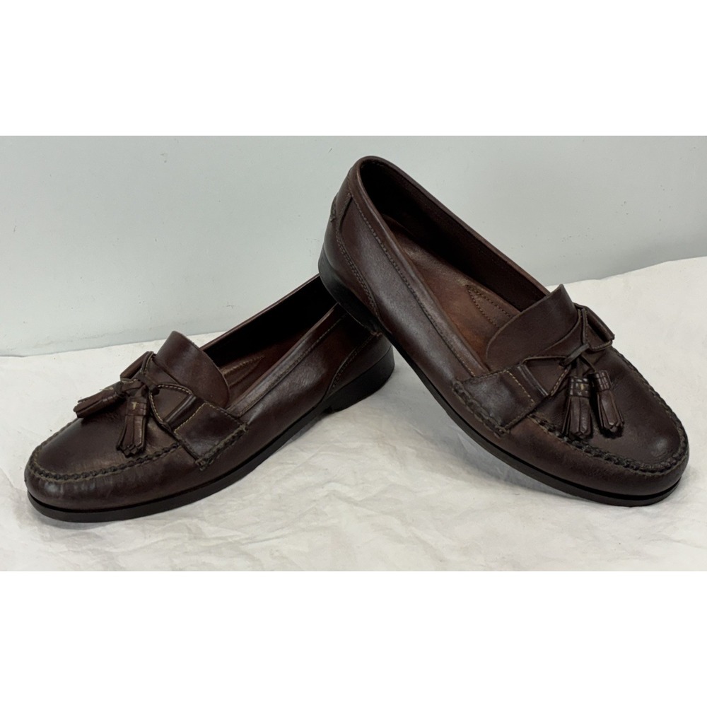 Alan Payne Leather Tassel Loafers Shoes Men's 11 M Brown Slip On